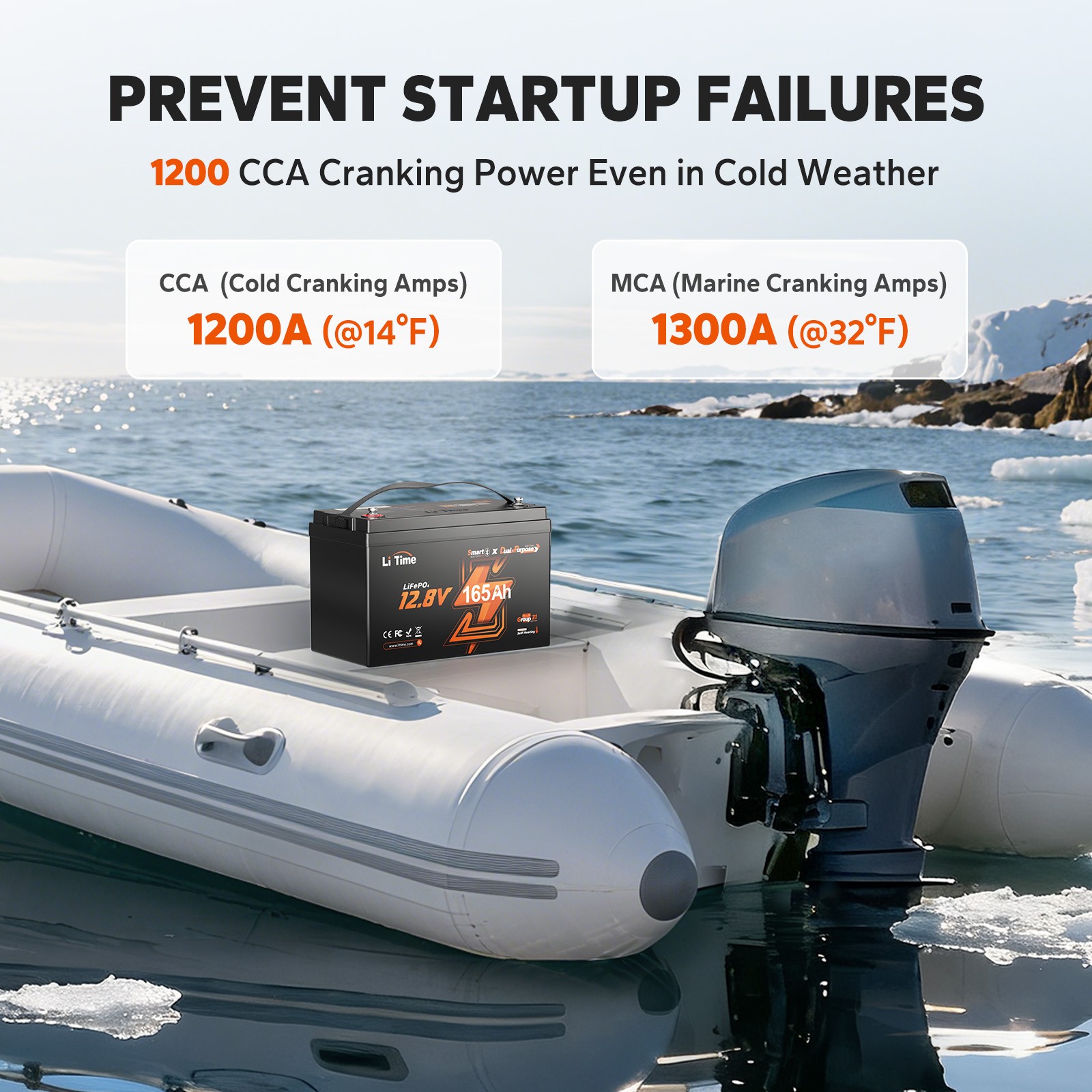 LiTime 12V 140Ah Dual Use LiFePO4 Starting Battery CCA 900 For Outboard Motor