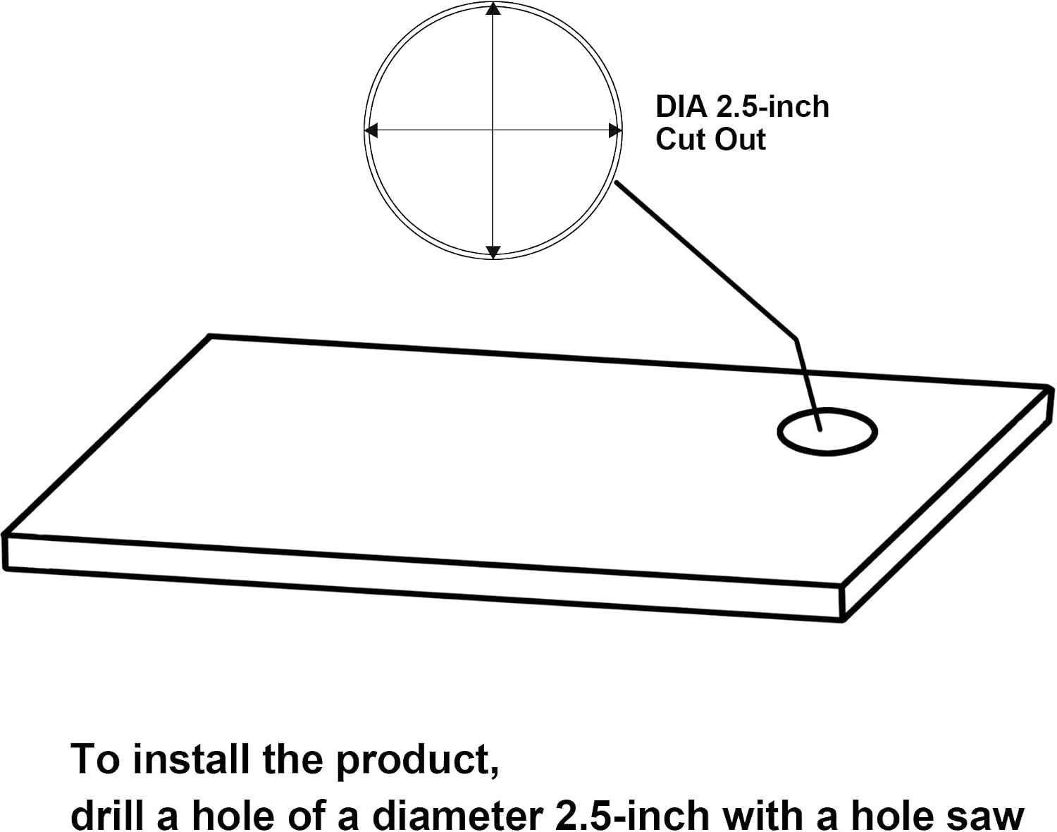 Pop up Outlet for Countertop,2.5In Hole,Etl Listed,White | Flush Mount, 20W USB-