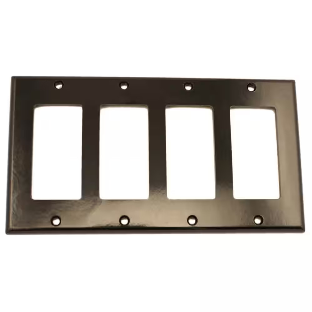 4-Gang Black Decora/Rocker Plastic Standard Wall Plate (1-Pack)