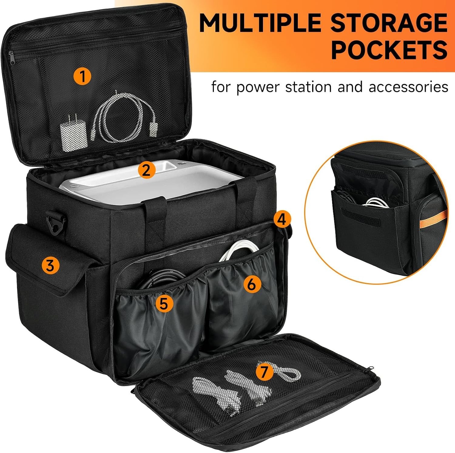 Multi-Compartment Carrying Case for Jackery Explorer 1000 & More – Classic Black