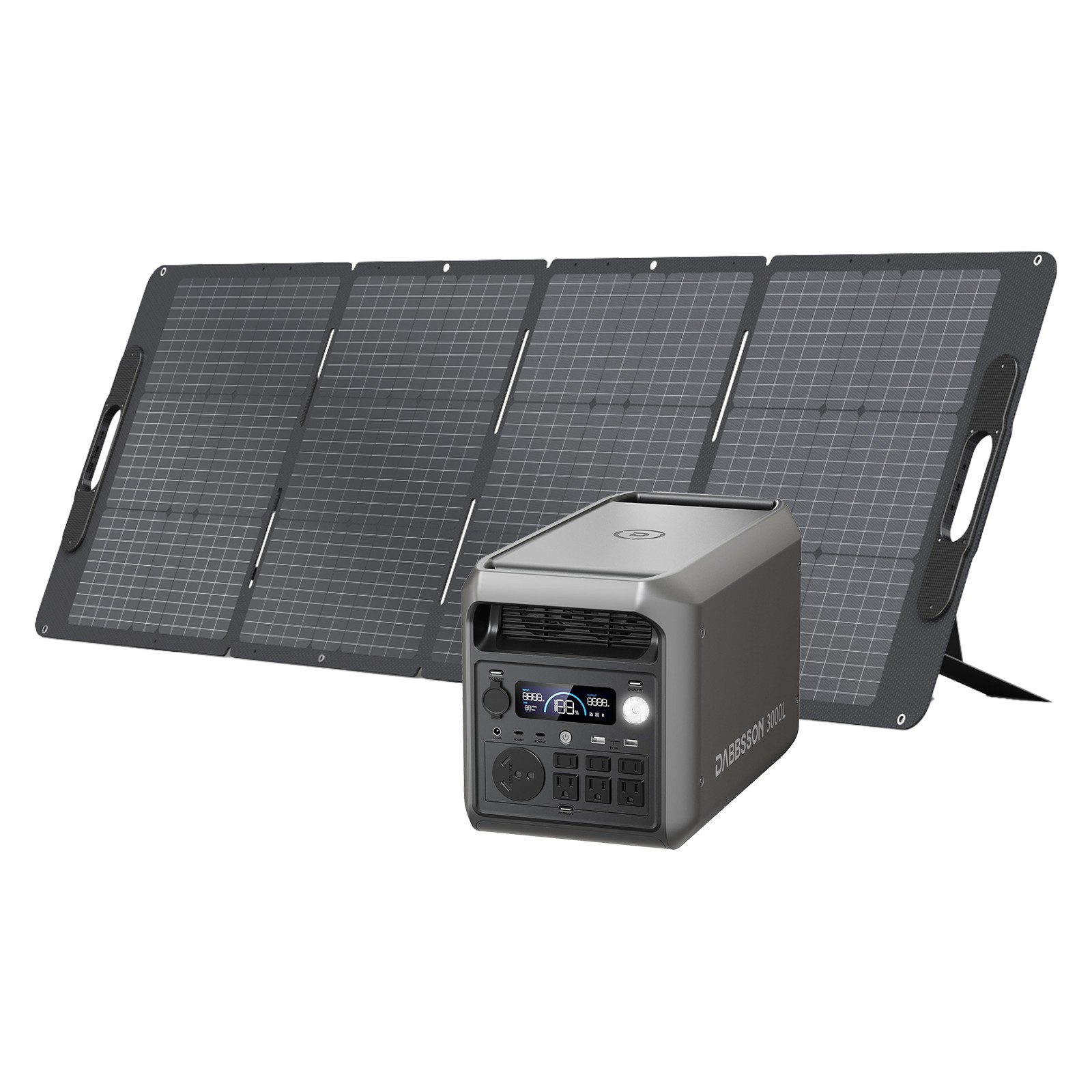 3000W 3072Wh Portable Power Station Camping Solar Generator w/ 210W Solar Panel