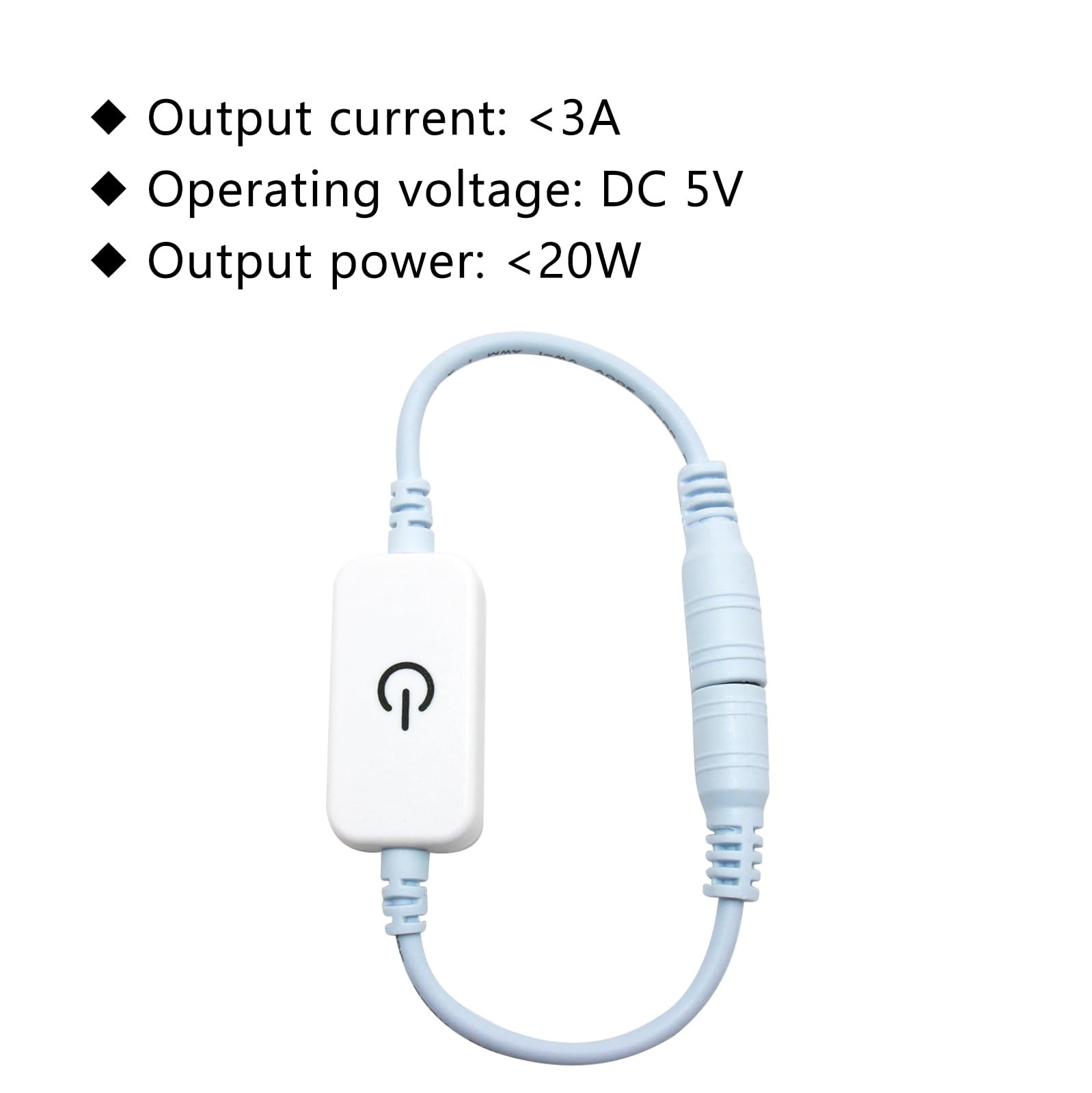 LED Touch Inline Dimmer Switch 2 PCS DC 5V 3A Controller for Strip Light