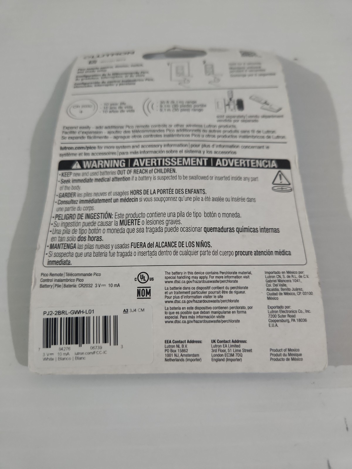 Lutron PJ2-2BRL-GWH-L01 Pico Remote Control White NEW- Sealed Pack