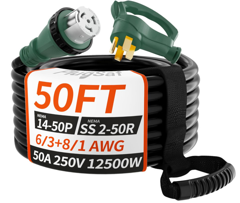 Cable Generador 50A 50 Pies STW Uso Pesado para RV y Hogar. Nuevo