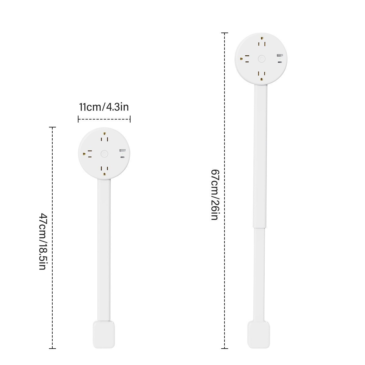 Round Electrical Outlet Expander Power Socket Rotating Extender Nightstands Desk