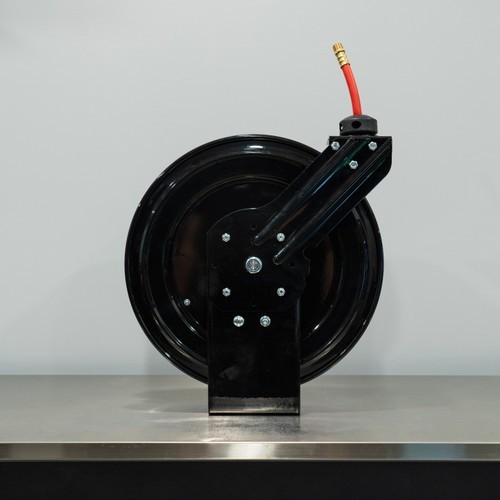 Cox Retractable Air Hose Reel Custom Black | Loaded 3/8″ Air Hose 50′