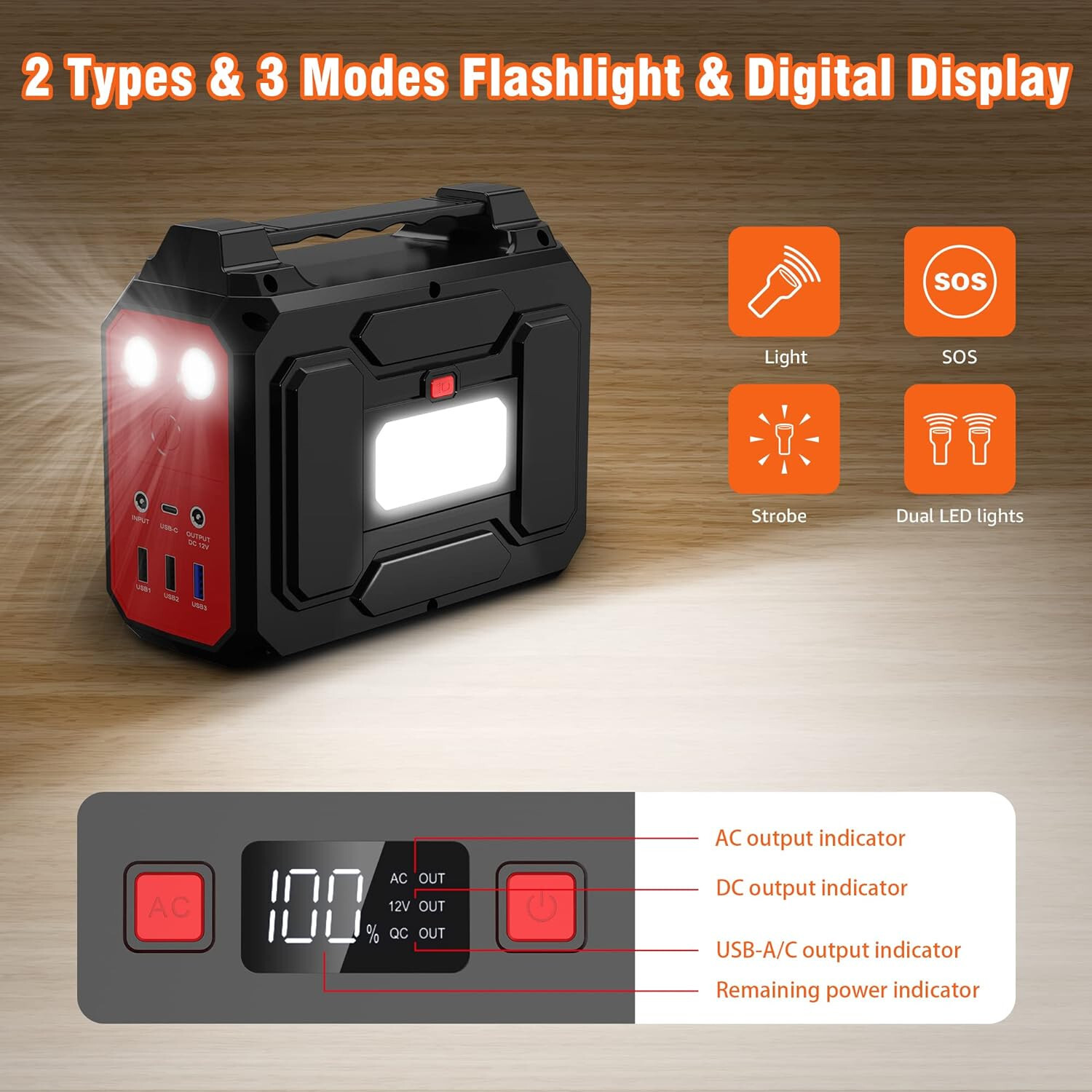 100W Portable Power Station Solar Generator & 40W Solar Panel for Camping Trip