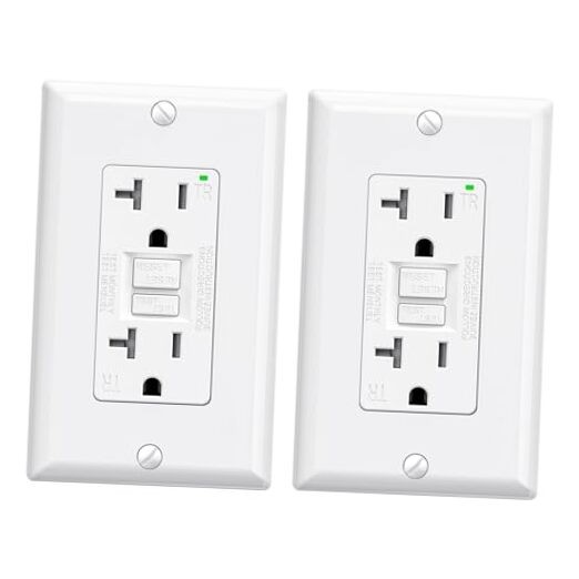GFCI Outlet Self-Test GFI Electrical Outlet with Narrow Design, 20 Amp 2 White