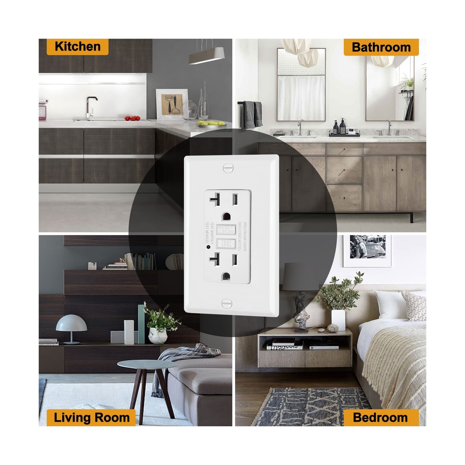 ELECTECK 50 Pack GFCI Outlets 20 Amp, Non-Tamper Resistant, Decor GFI Recepta…