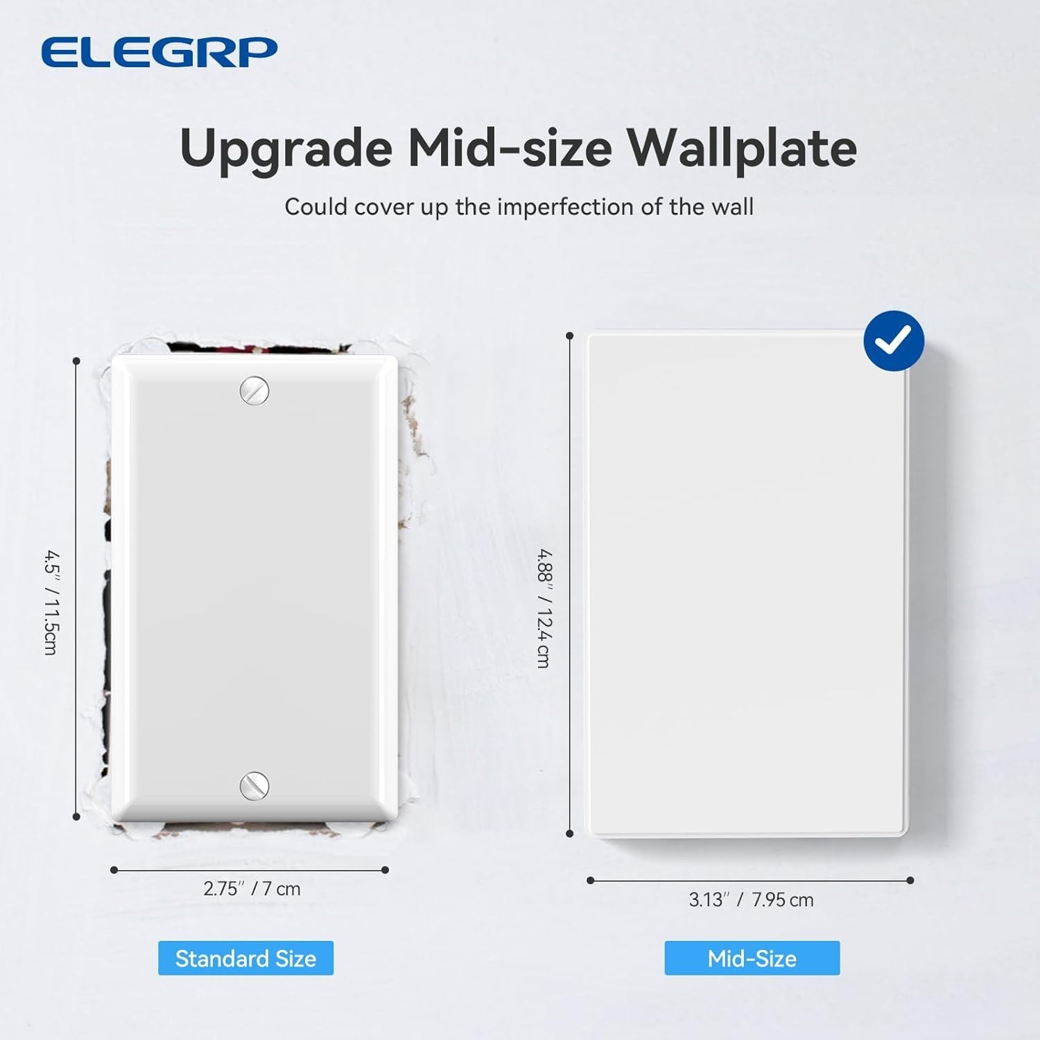 Listed 10pk Blank Faceplate Cover Screwless Matte White Durable Polycarbonate