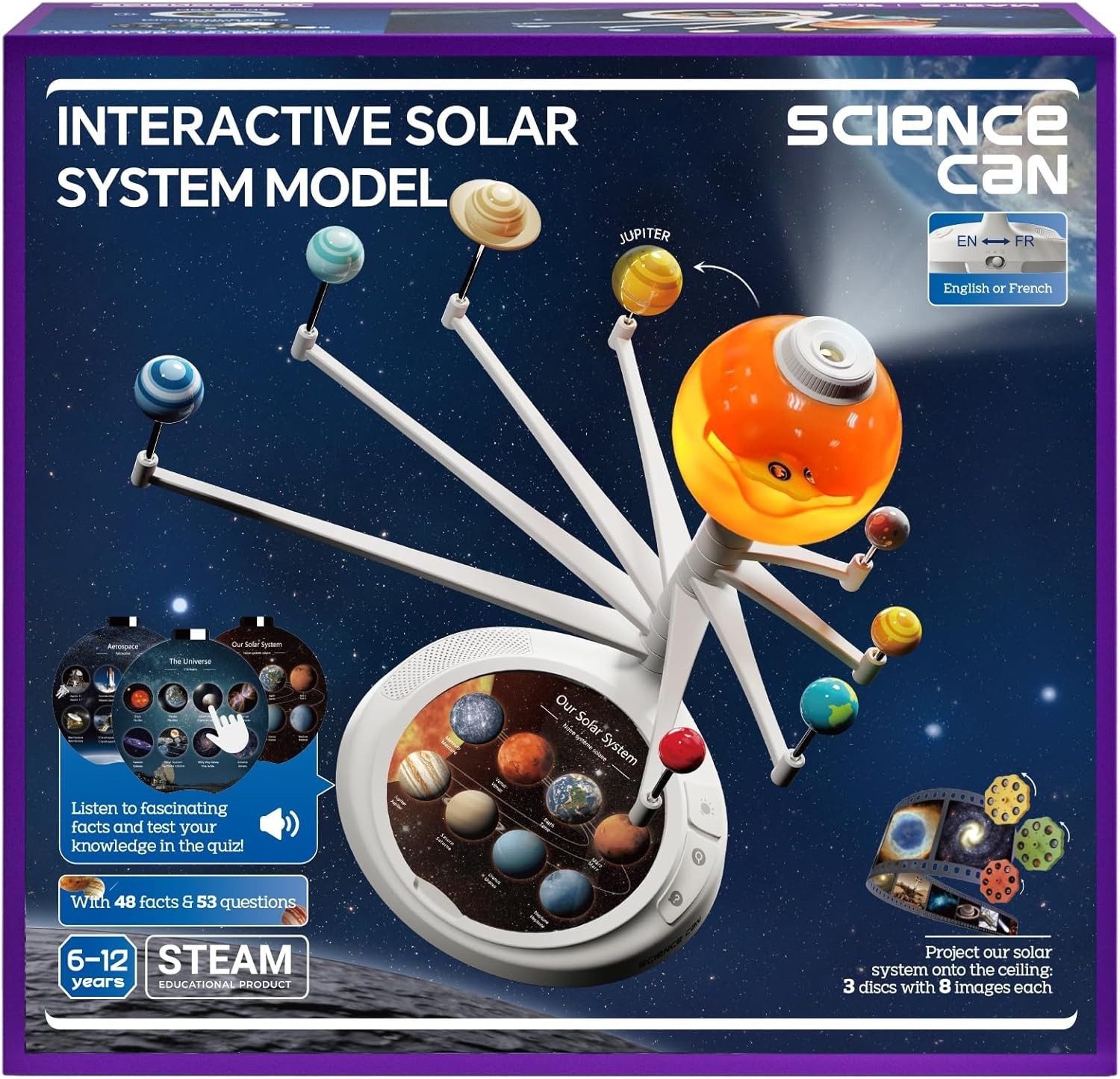 STEM Learning Talking Solar System Projector with 8 Planets – Gift for Ages 6-12