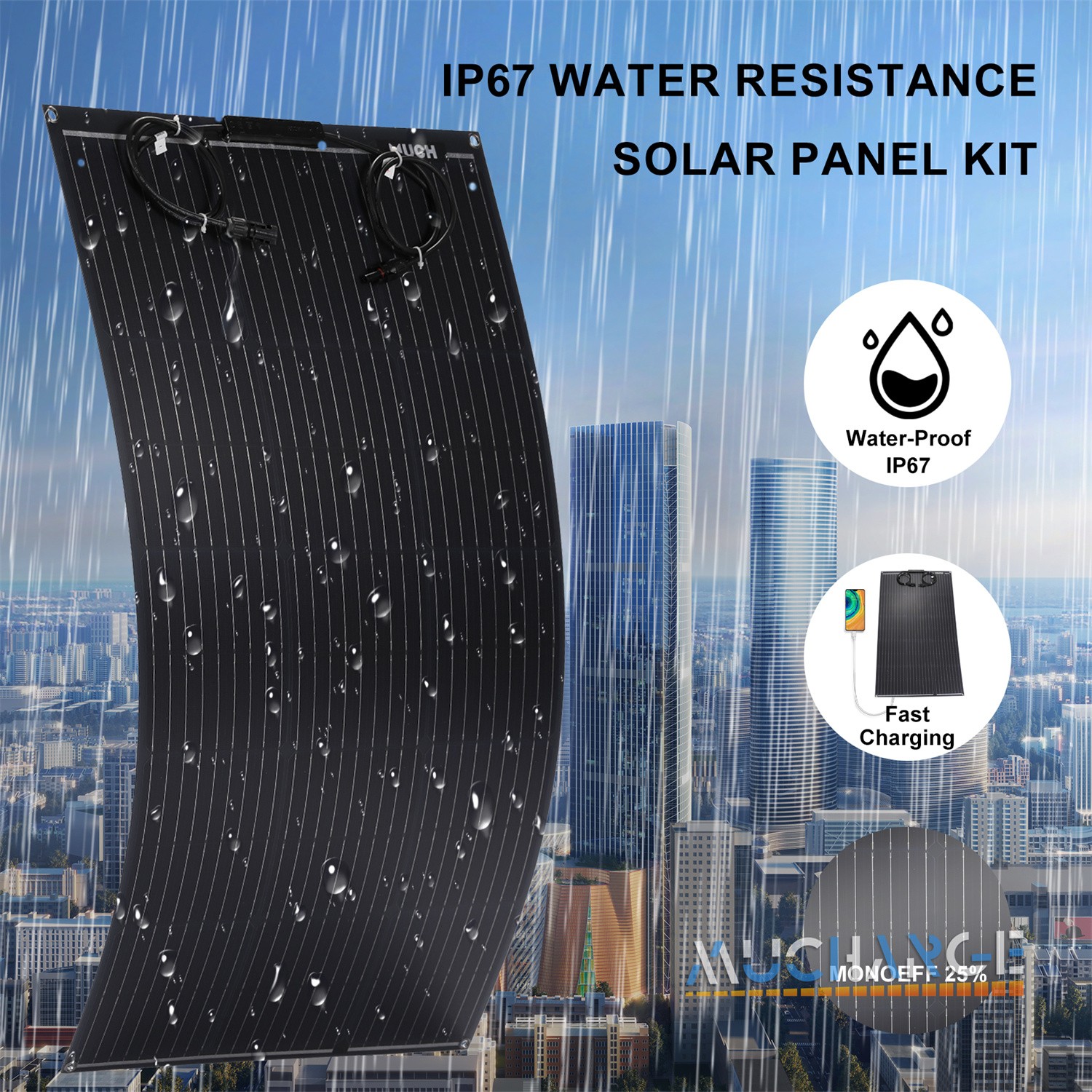 200/400W Monocrystalline Solar Panel Kits Portable for Camping RV Battery Charge