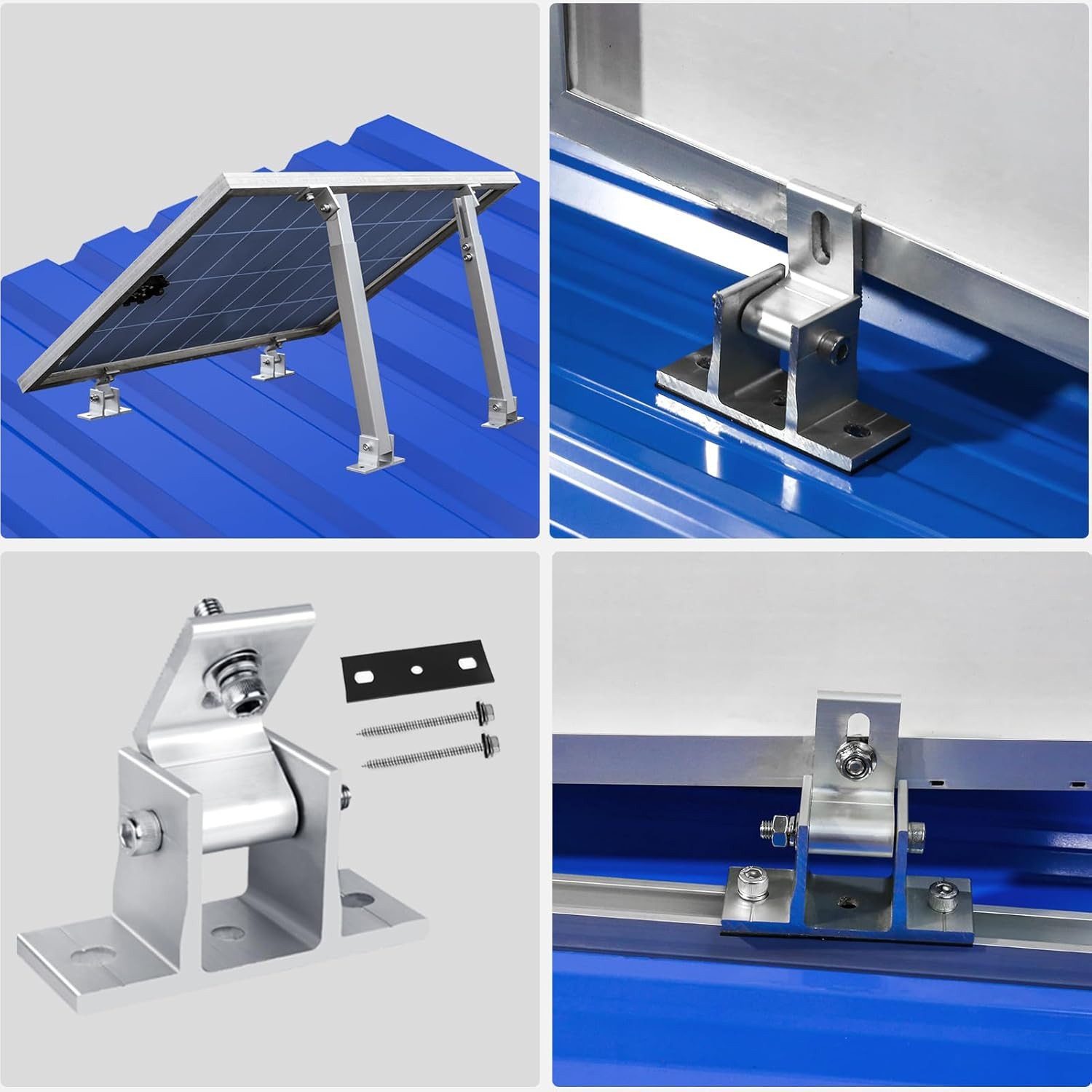 8PCS Adjustable Solar Panel Mounting Brackets RV Tilt Angle Roof Mount Kit