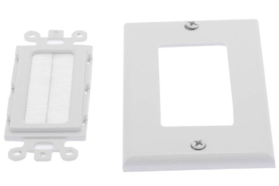 1 Gang Brush Wall Plate Bristle Port Insert Cover Outlet Mount Panel White