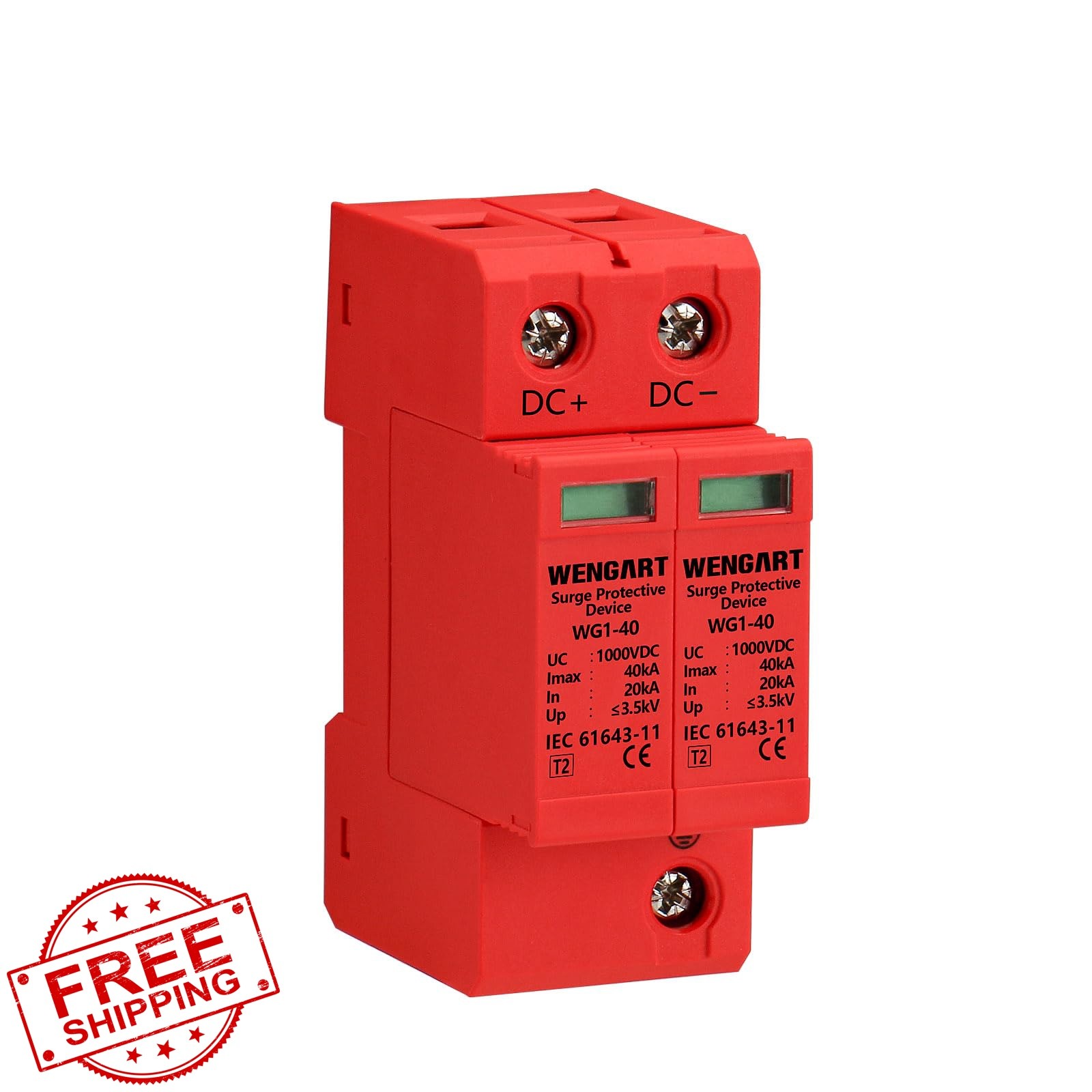 WENGART DC1000V 2P 40kA Surge Arrester DIN Rail Mount