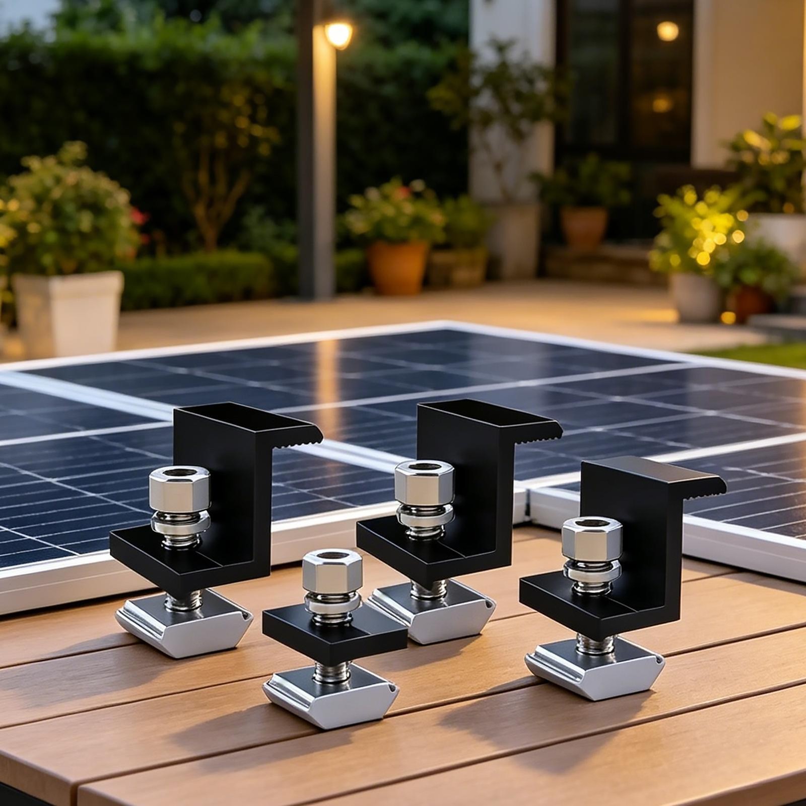 4 Pcs Solar Panel Clamps, Aluminum Alloy Solar Panel Mounting Brackets Clips
