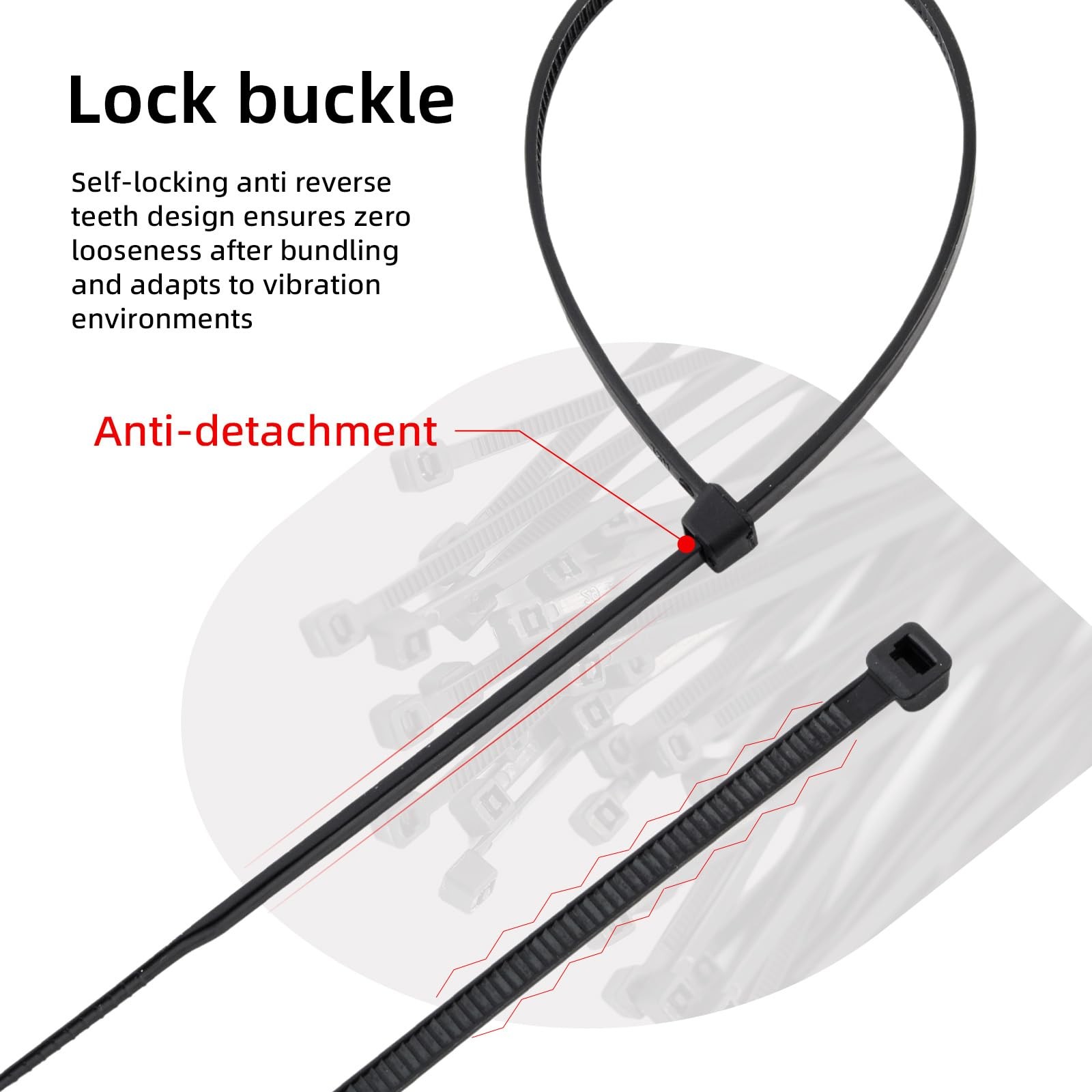 ORWUDIZ Cable Zip Ties, 8 Inch Black 600 Pcs, 8*1.38 inches, 600pcs