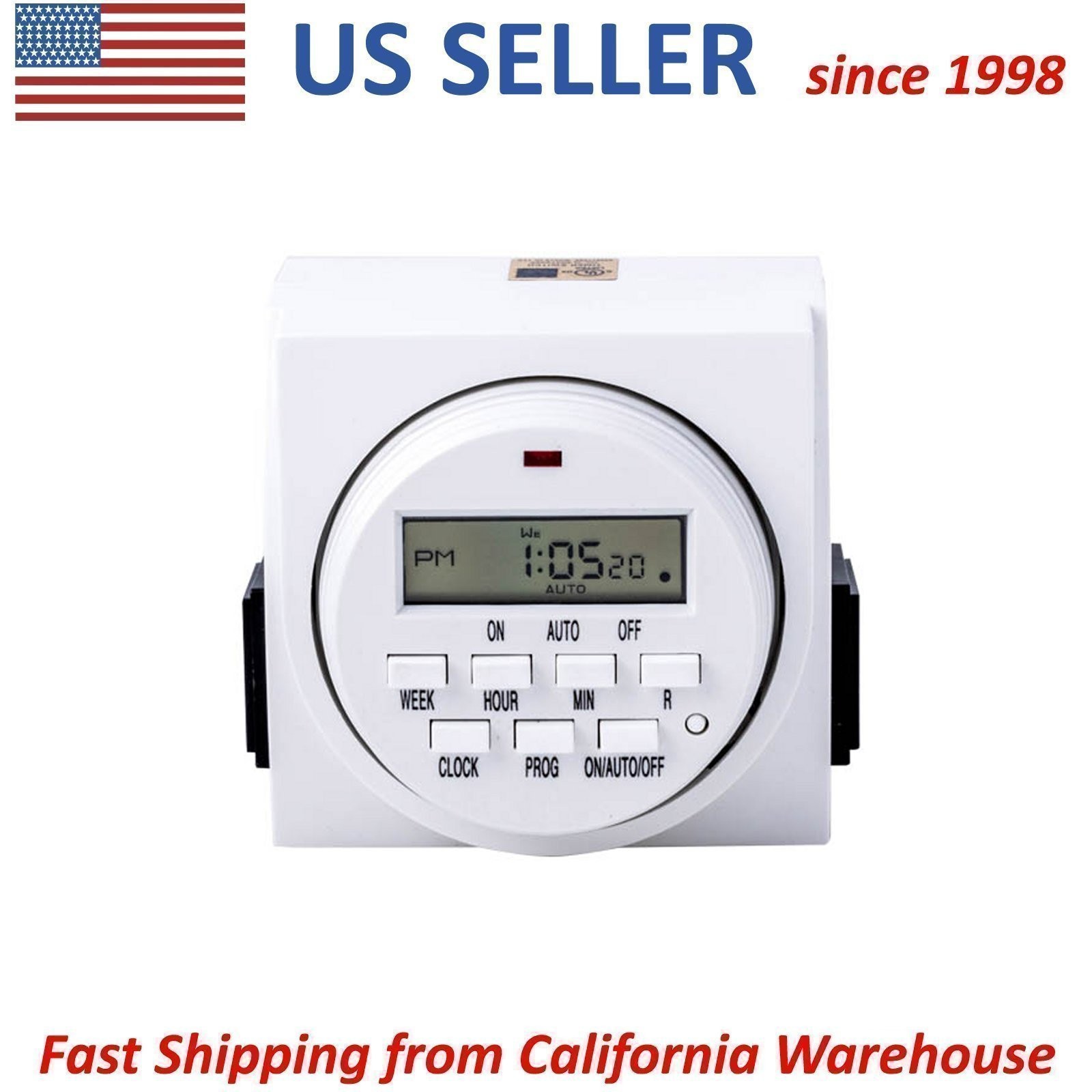 UltraGrow Heavy Duty Digital 7-Day Timer Double 3-Prong Outlet Plug LCD Display
