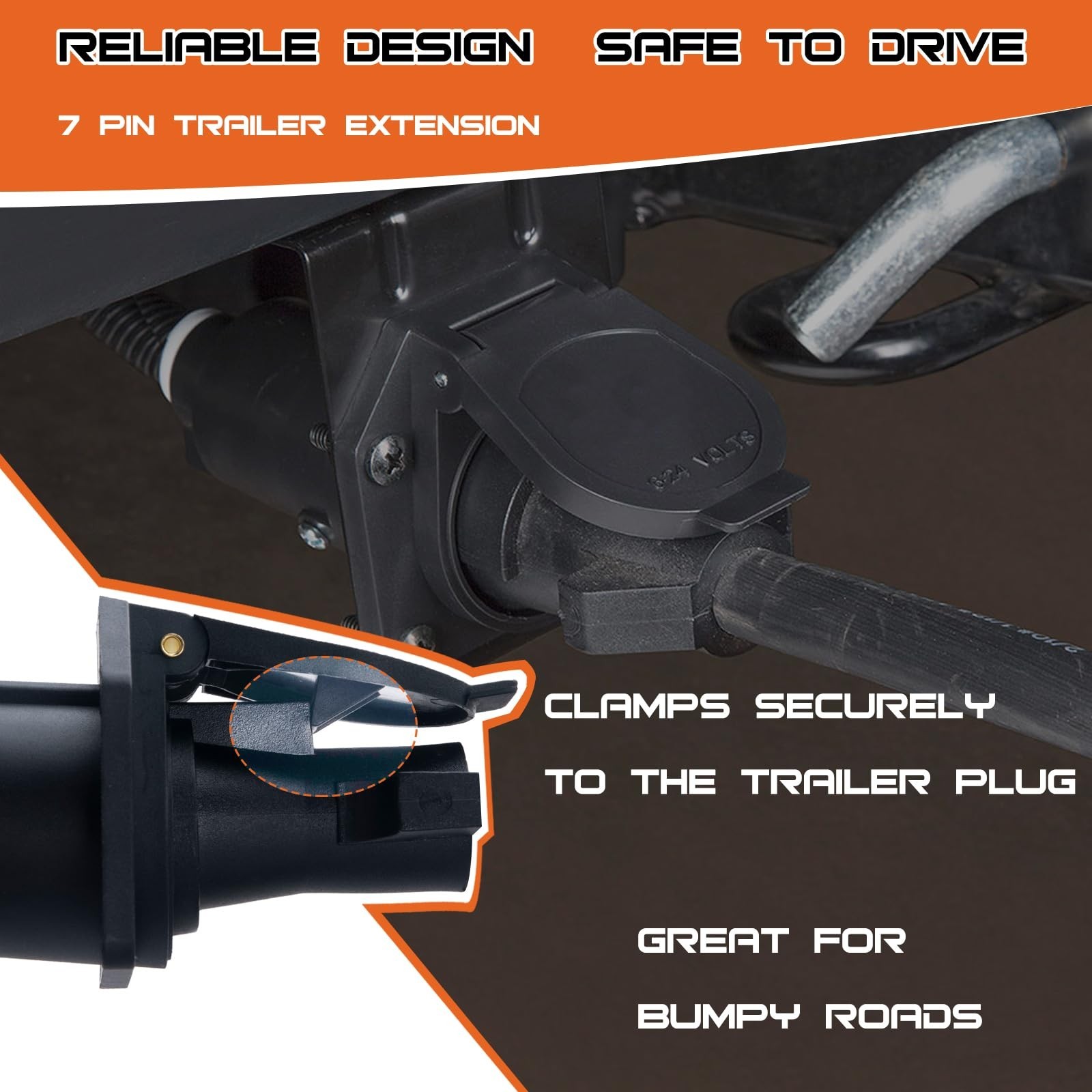 7 pin Trailer Extension (12 Feet)- 7 Way Trailer Plug Extension- 7 Blade Trai…