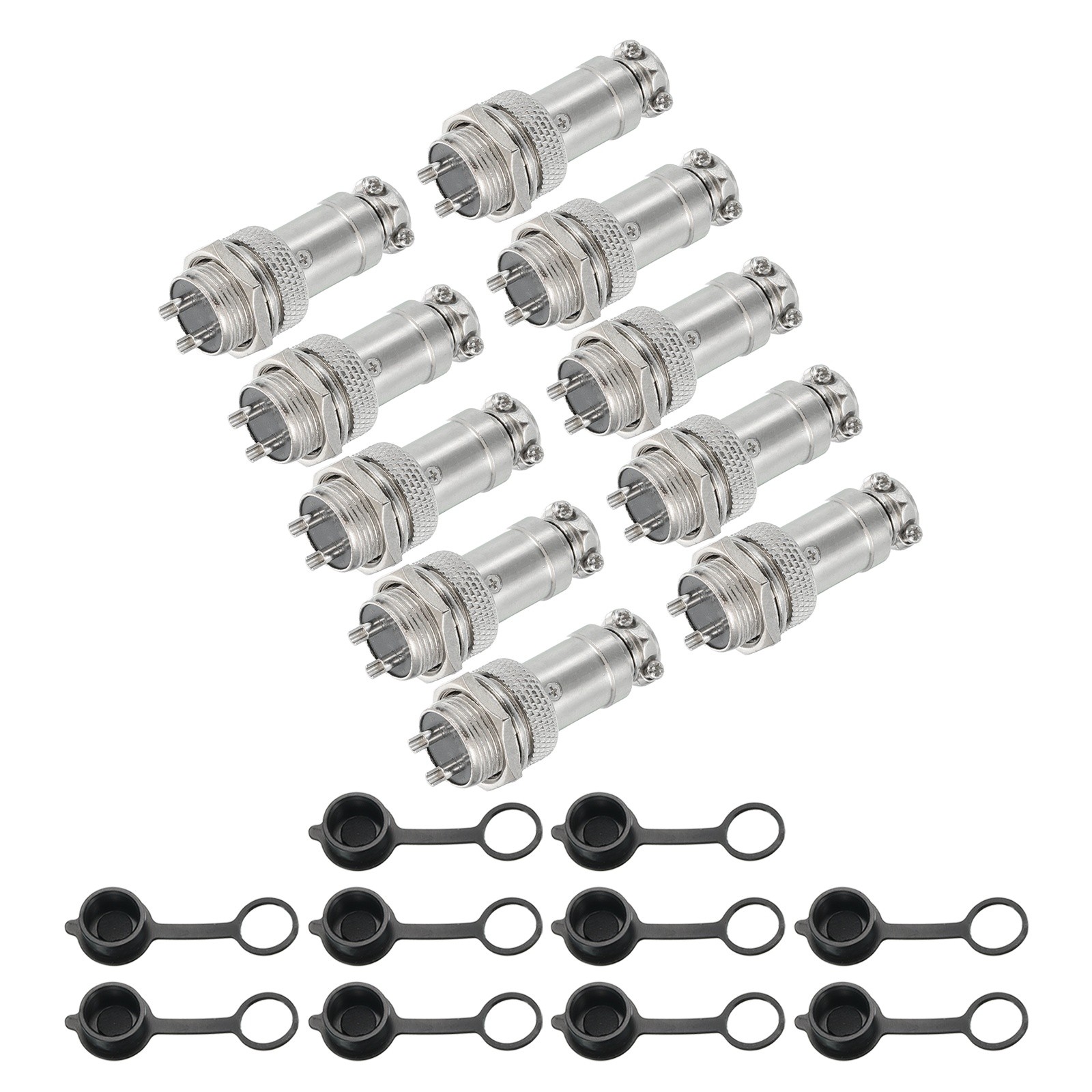 10Pcs 2 Pin Aviation Connector 250V 15A 16mm Metal Circular Connectors Silver