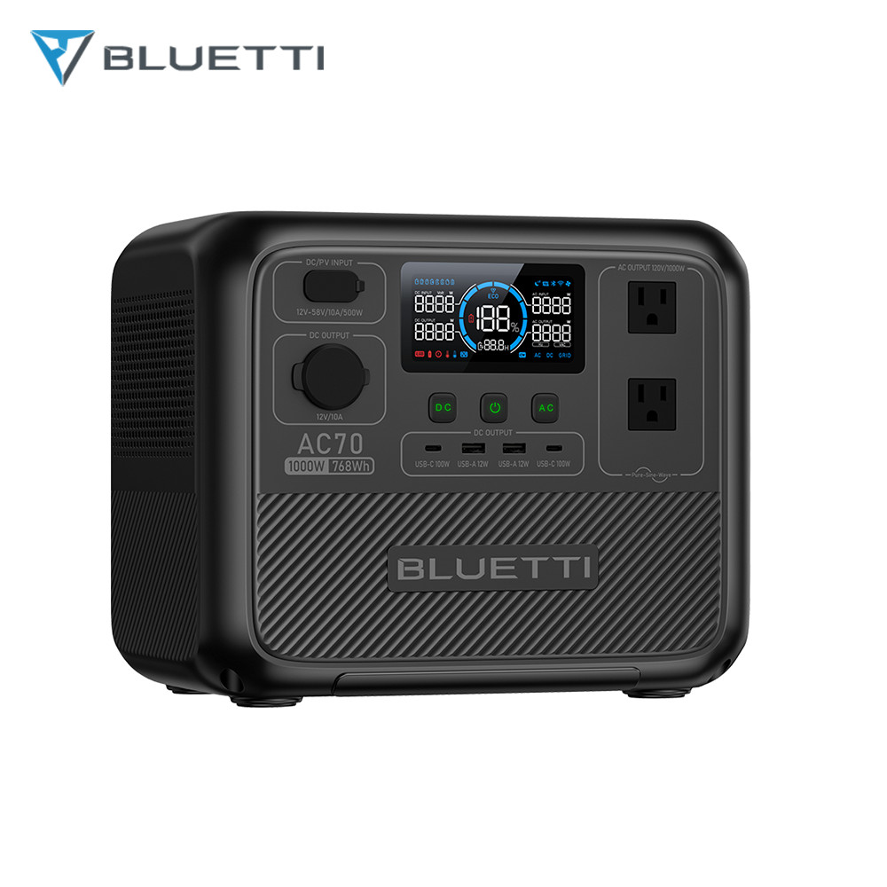 BLUETTI AC70 1000W 768Wh Portable Power Station LiFePO₄ Battery for Travelling