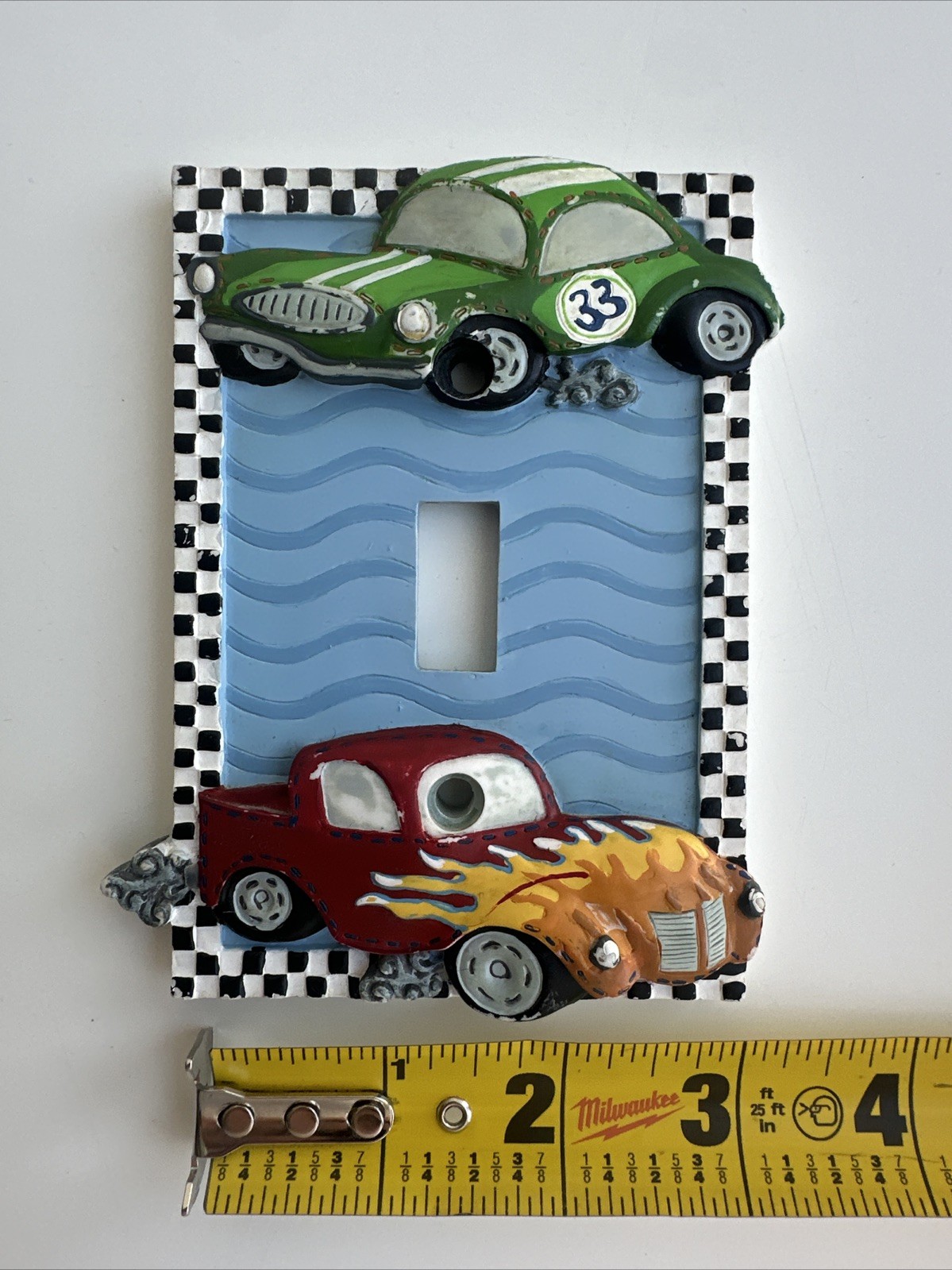 Borders Unlimited Resin Light Wall Plate Switch Drag Car Racers Checkered Border