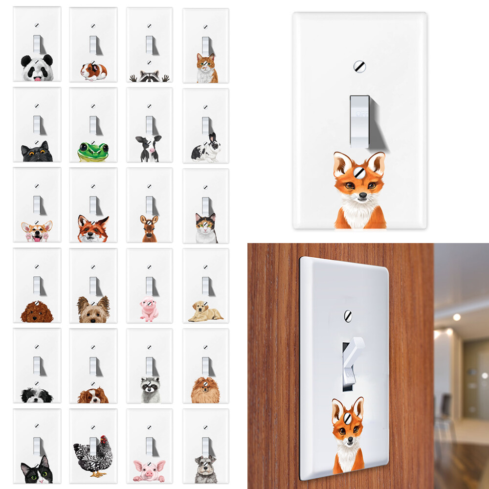 1-Gang Single Toggle Light Switch Wall Plate Decor Cover – Animal face