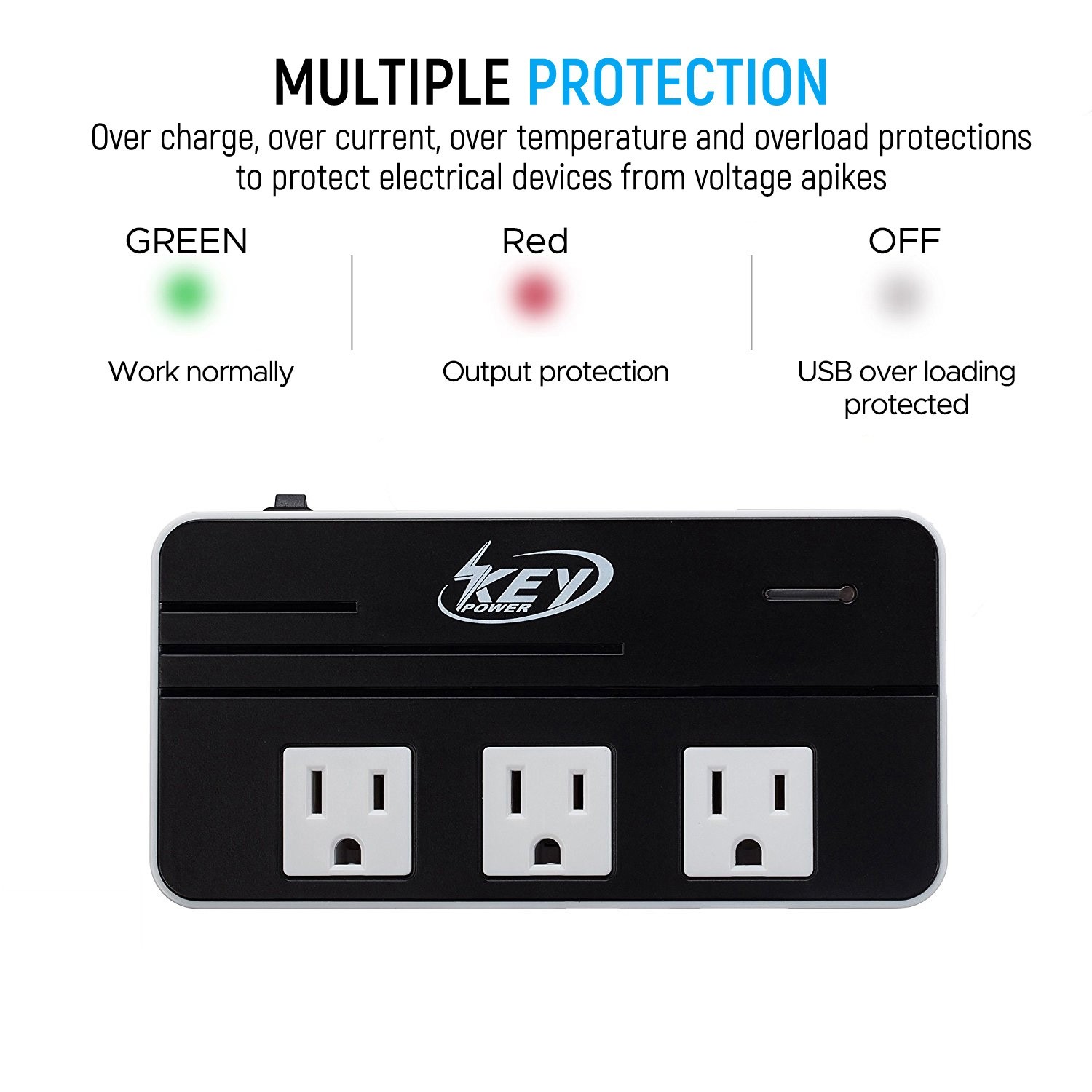 220V to 110V Step Down Voltage Converter 2-Outlet 4 USB Travel Adapter Converter