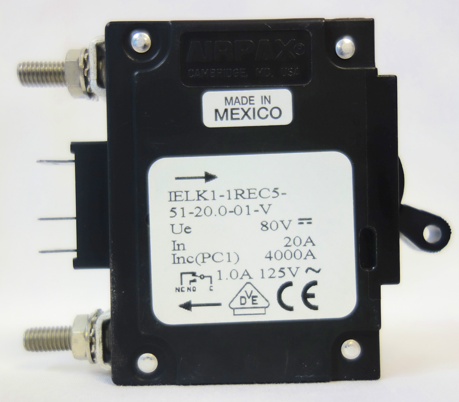 AIRPAX BREAKER IELK1-1REC5-51-20.0-01-V (1AB04686009) 20A Bolt 3 PINS 1 POLE