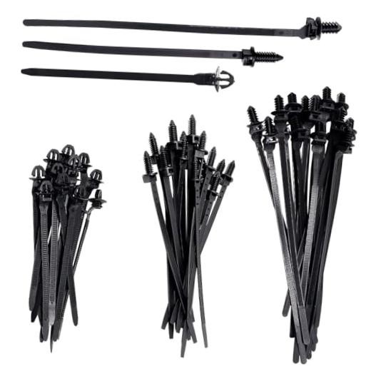 Push Mount Wire Ties, Snap in Zip Tie Automotive Clips Nylon Wire 45 Pcs Black