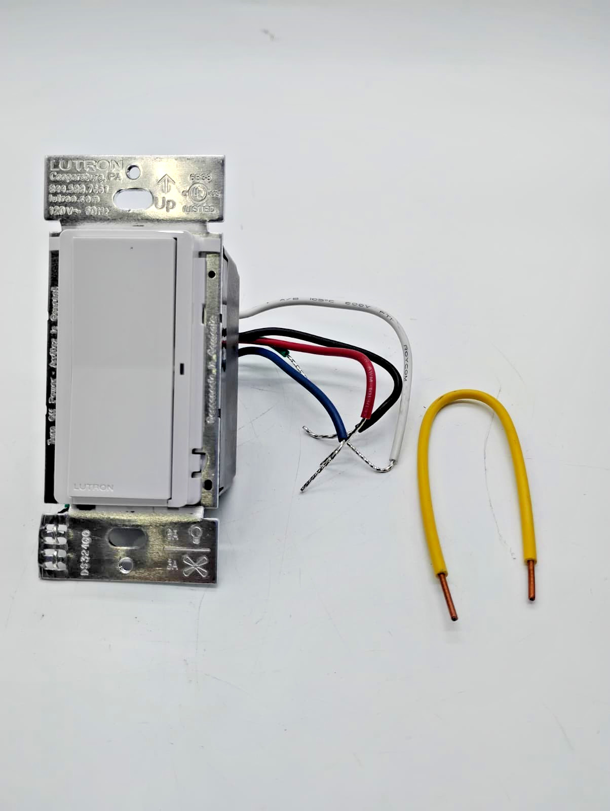 Lutron Claro DVRFW-5NSS-WH Caseta Smart Light Switch 5A White LED Fan Wallplate