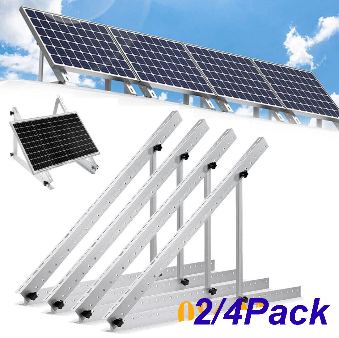 2/4x Adjustable Solar Panel RV Tilt Mount Brackets Flat Surface Frame for Roof