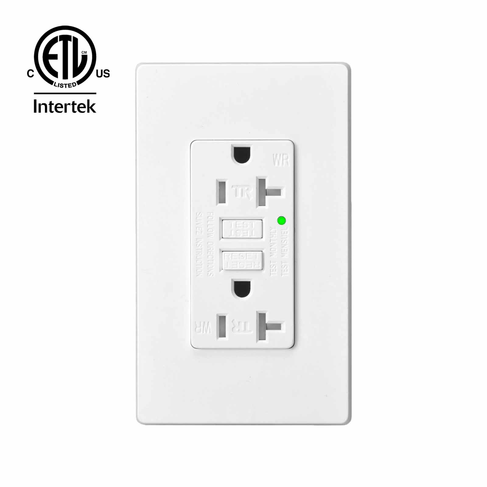 12Pack 20A GFCI Safe Lock TR Receptacle Outlet with Wall Plate LED Indicator ETL
