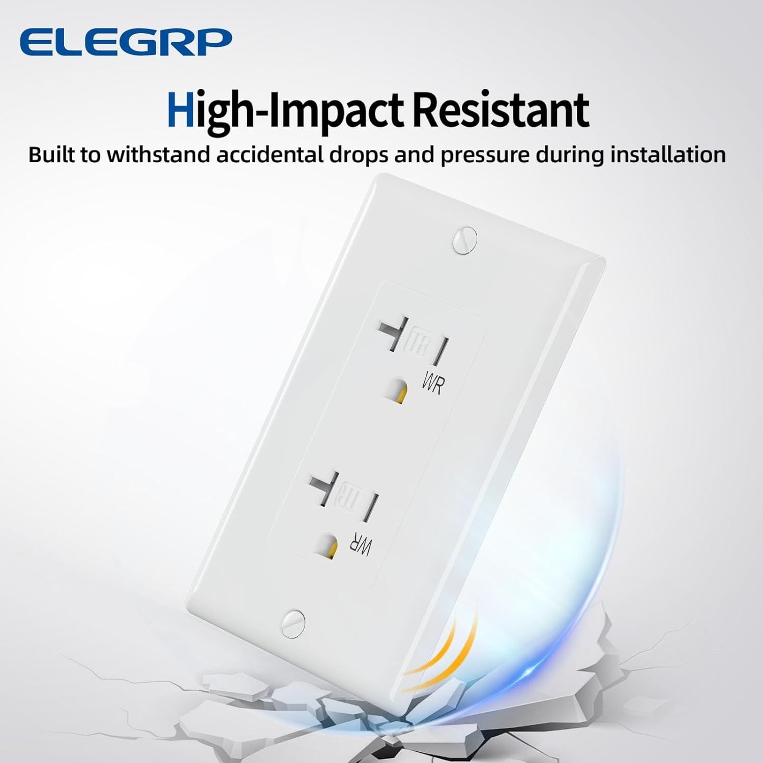 Glossy White 20A Wall Receptacle – Self-Grounding & Tamper Resistant – 10 Pack