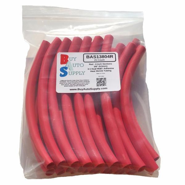 3/8″ 3:1 Adhesive Lined Dual Wall Heat Shrink Tubing – 6″ Sections -Black & Red