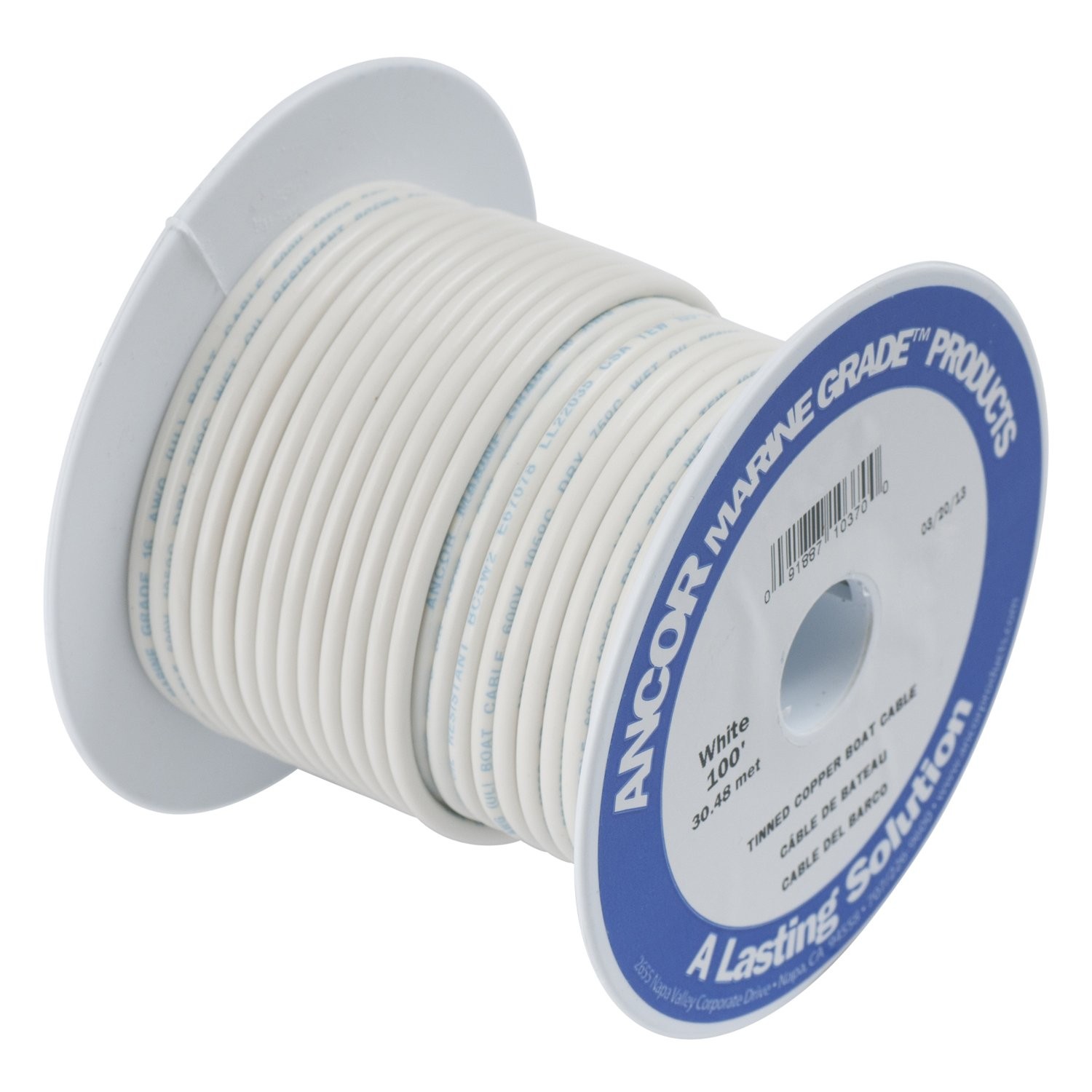 104910 Tinned Copper Wire, 14 AWG (2mm2), White – 100ft