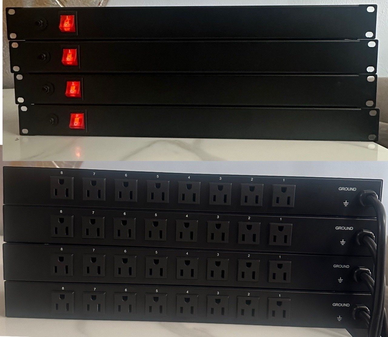 4 – VEVOR 8 Outlet Power Strips Rack Mount Model BAYU-PJ08 (AC110V~125V 60Hz 15A