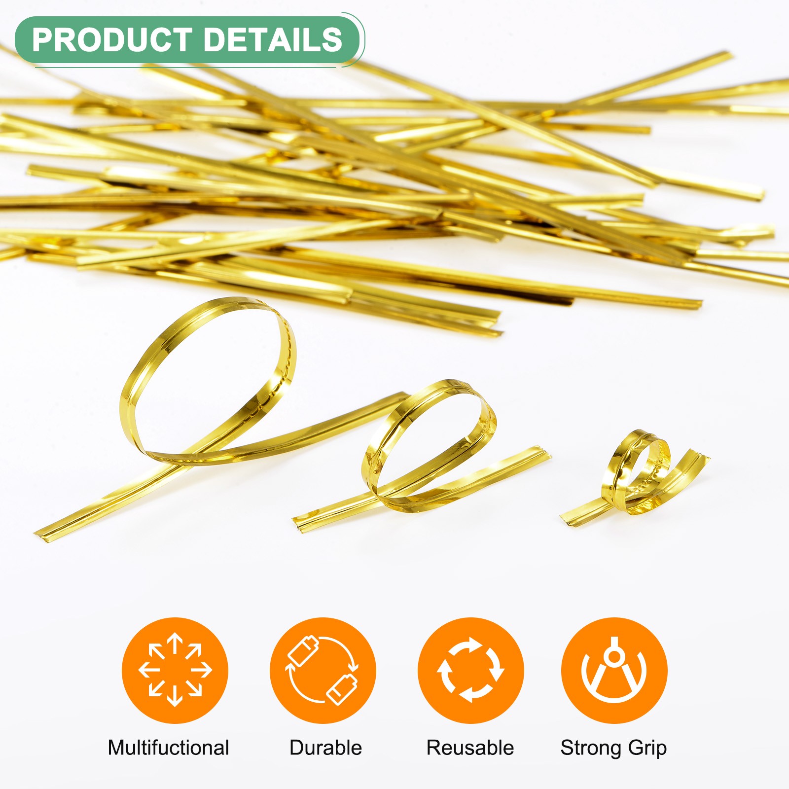 800Pack Metal Twist Ties, 12cm Metallic Twists Tie Bags Twisty-Ties Gold