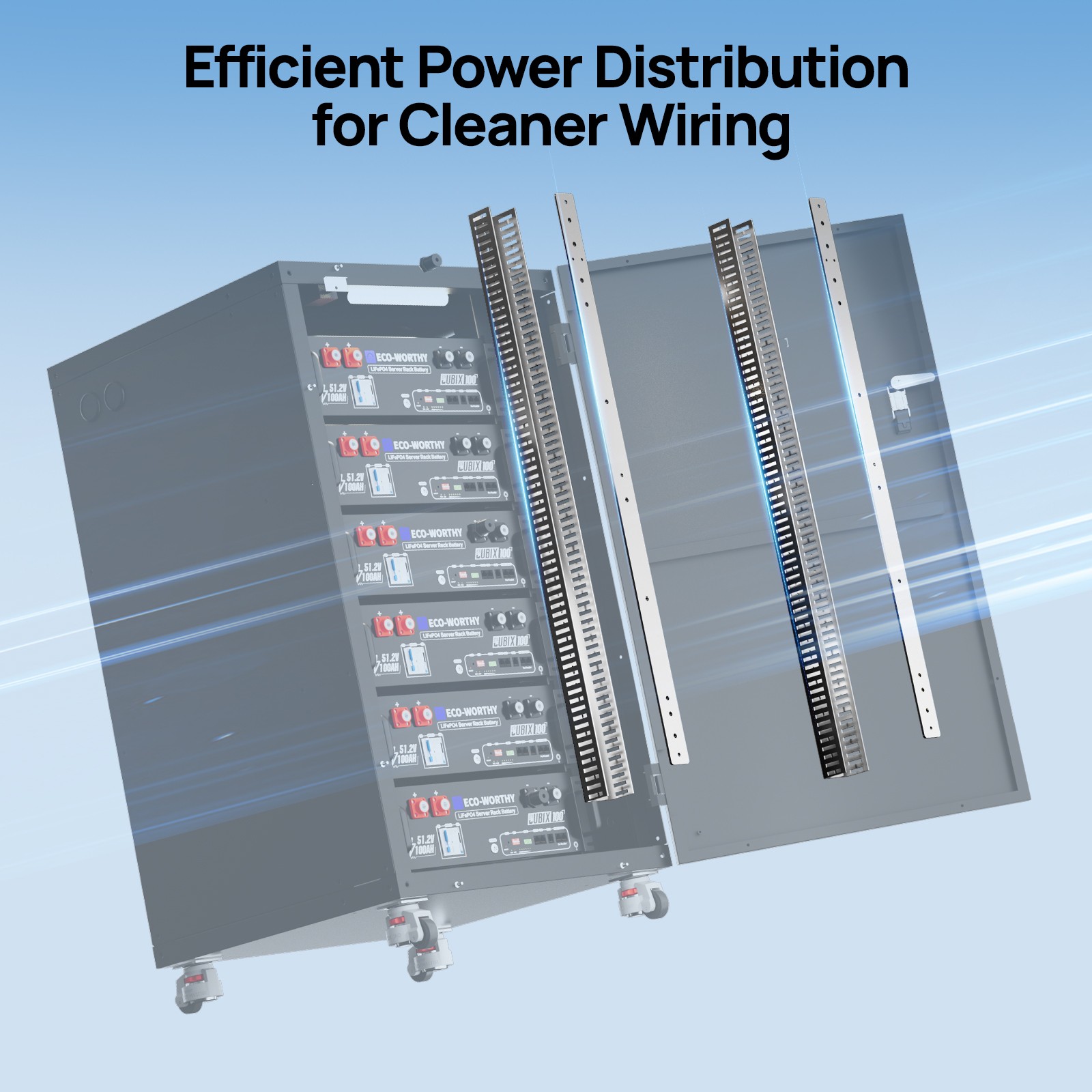 ECO-WORTHY RACK6 V3 Enclosed Server Rack Battery Cabinet with 600A Busbar