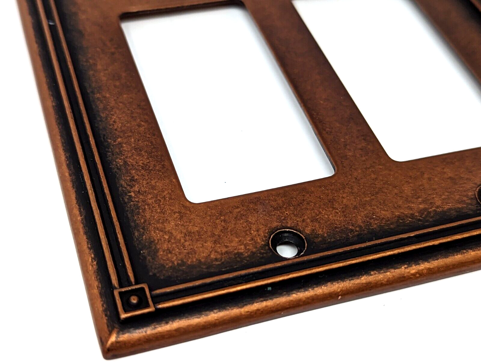 Traditional Copper Double Rocker Switch Plate Cover LHMC 2006 Set of 2