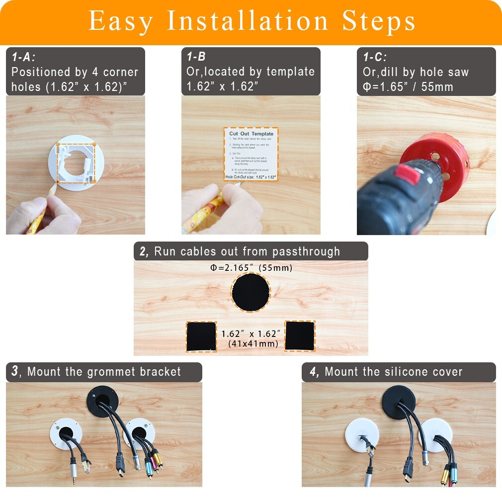 TV Cord Hider with Mounting Brackets Include Hole Saw Cable Management Kit 2pack